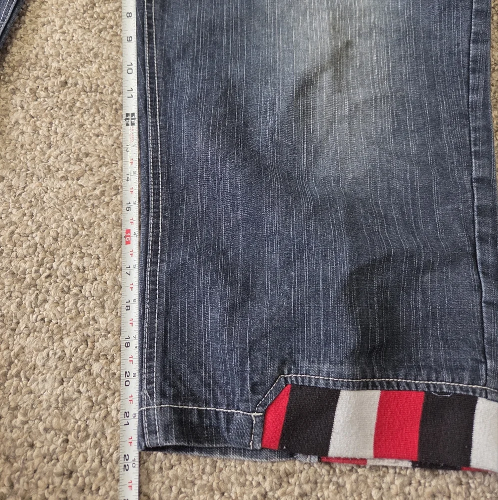 Vtg Raw Blue Baggy Denim Shorts 34 Y2K‎ Jorts Thick Stitch